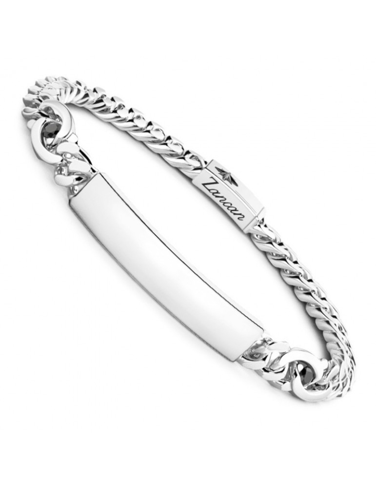 Bracciale Zancan - Catena Groumette - Silver - Pietre Nere - ESB285N