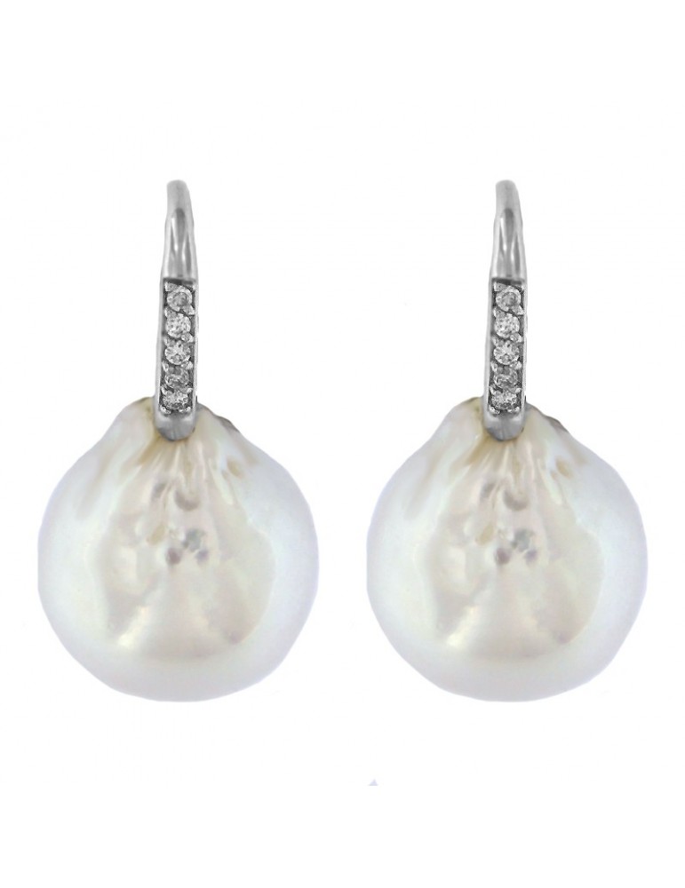 Coscia Earrings with Baroque Australia Pearls and Diamonds for Women - 0