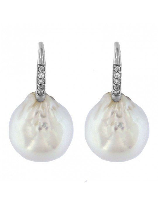 Coscia Earrings with Baroque Australia Pearls and Diamonds for Women - 0