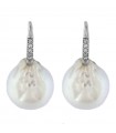 Orecchini Coscia da Donna - in Oro Bianco 18 Carati con Perle Australia Barocche e Diamanti 0,10 Ct