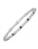 Bracciale Zancan - Argento 925%-Maglia Veneziana-Pietre Nere-ESB314NE