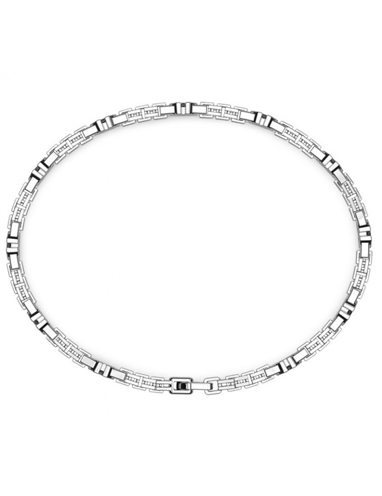 Zancan Bracelet - 925% Silver-Venetian Mesh-Black Stones-ESB314NE