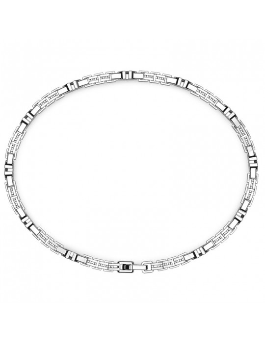 Zancan Bracelet - 925% Silver-Venetian Mesh-Black Stones-ESB314NE