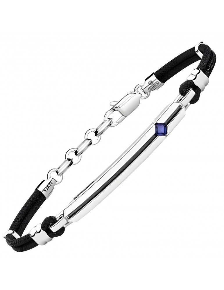 Bracciale Zancan - Cordino Nero- Targa Centrale -Spinello Blu-ESB317BL