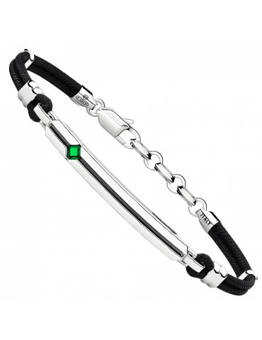 Bracciale Zancan - Cordino Nero-Targa Centrale-Spinello Verde-ESB317VE 2
