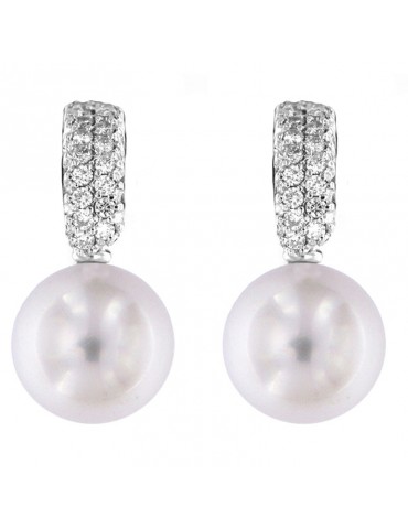 Coscia Pearl's Earrings - Australian South Sea in White Gold with Diamonds - 0