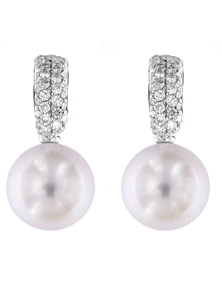Coscia Pearl's Earrings - Australian South Sea in White Gold with Diamonds - 0