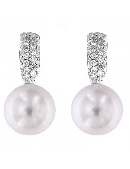 Coscia Pearl's Earrings - Australian South Sea in White Gold with Diamonds - 0