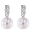 Orecchini Coscia da Donna - in Oro Bianco 18 Carati con Perle Australia e Diamanti 0,51 Ct