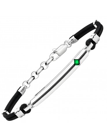 Bracciale Zancan - Cordino Nero-Targa Centrale-Spinello Verde-ESB317VE
