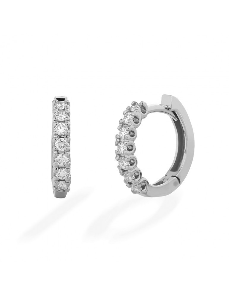 Orecchini Buonocore - Hoops a Cerchietto in Oro Bianco 18 carati con Diamanti Bianchi 0,34 ct - 1070O01DW