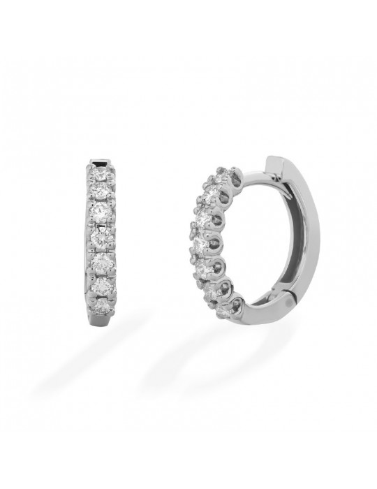 Buonocore Earrings - 18K White Gold Hoop Earrings with 0.34ct White Diamonds - 0