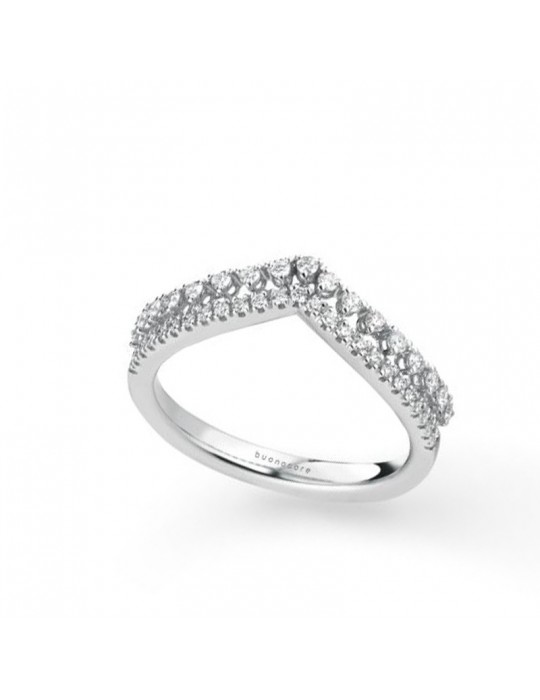 Buonocore Ring - Wave in 18K White Gold with Natural Diamonds 0.28 ct - 0