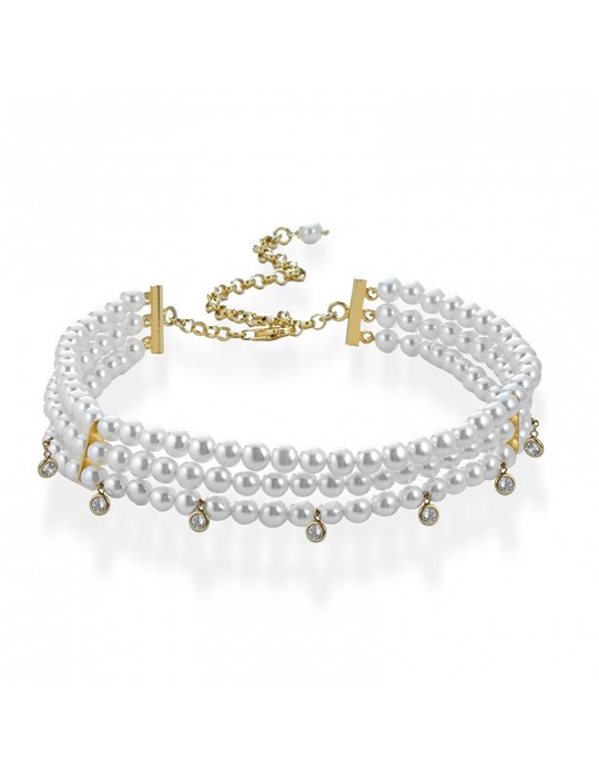 Lelune Choker - Queen with 5.5-6 mm Cultured Pearls and Pendant Zirconia - 0