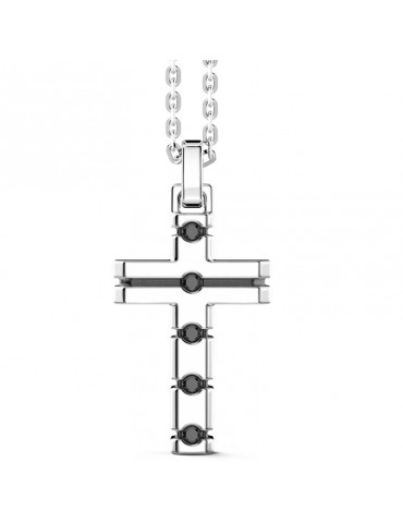Collana Zancan - Insignia 925 - Croce - Spinelli Neri - ESC047