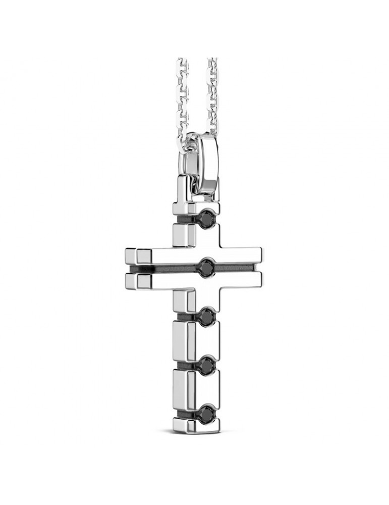 Zancan Necklace - Insignia 925 - Cross - Black Spinels - ESC047