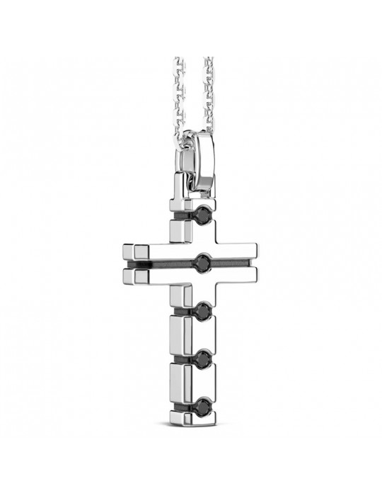 Zancan Necklace - Insignia 925 - Cross - Black Spinels - ESC047