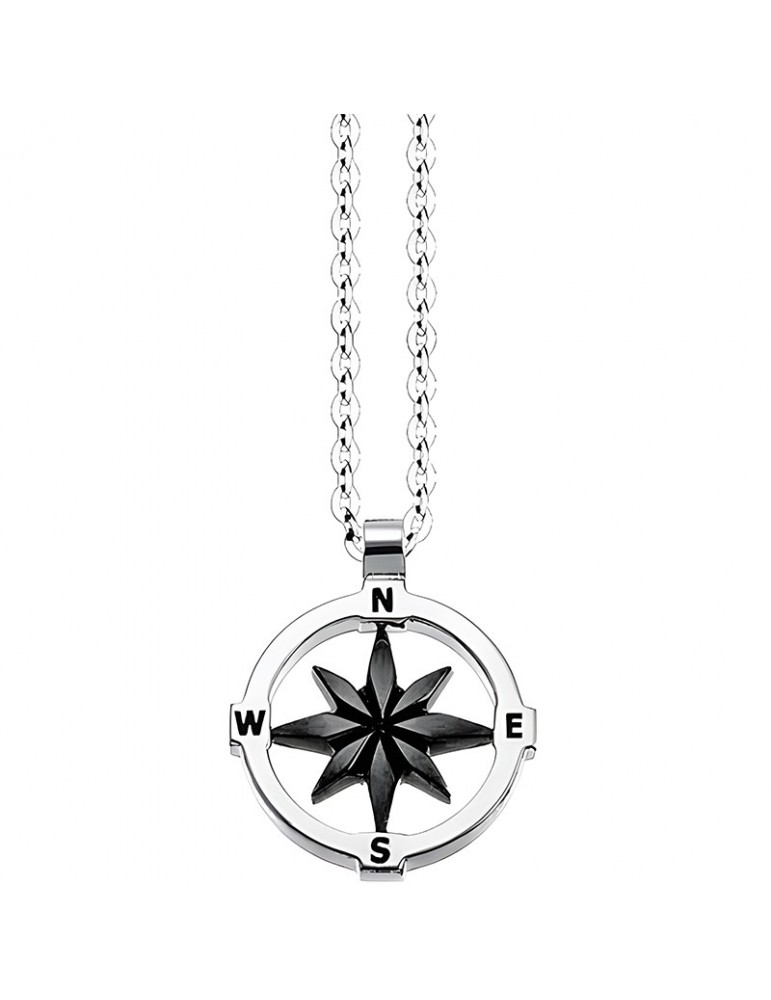 Zancan Necklace Insignia 925 925% Silver-Black Compass Rose-ESC145