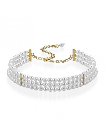 Lelune Choker - Queen Three Strand with 5.5-6mm Cultured Pearls - 0