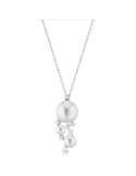 Coscia Necklace - in 18K White Gold with 3.5-7.5mm Freshwater Pearls and Natural Diamonds - 0