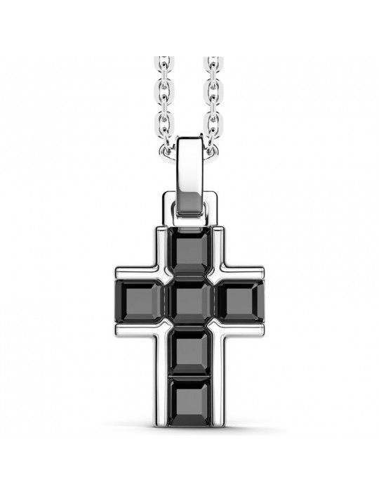 Collana Zancan - Insignia 925 -Argento 925%-Croce-Pietre Nere-ESC164NE Collana Zancan - Insignia 925 -Argento 925%-Croce-Pietre Nere-ESC164NE