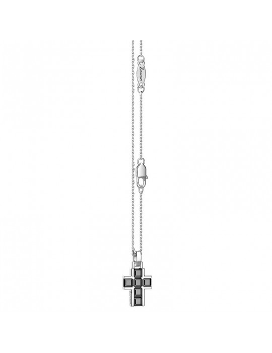 Collana Zancan - Insignia 925 -Argento 925%-Croce-Pietre Nere-ESC164NE