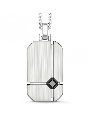 Zancan Necklace - 925% Silver - Plate - Black Stone - ESC170NE