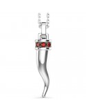 Zancan Necklace-Silver 925%-Lucky Horn-Red Stones-ESC186RO