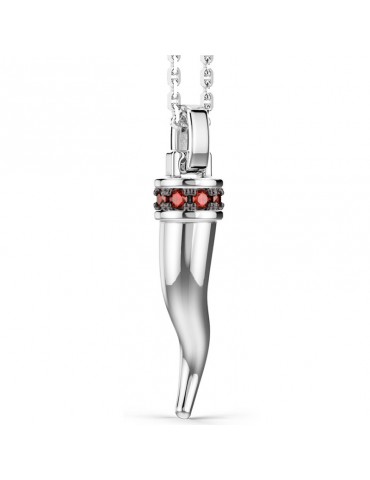Zancan Necklace-Silver 925%-Lucky Horn-Red Stones-ESC186RO 2