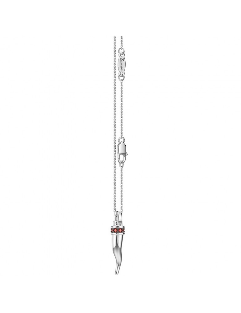 Zancan Necklace-Silver 925%-Lucky Horn-Red Stones-ESC186RO
