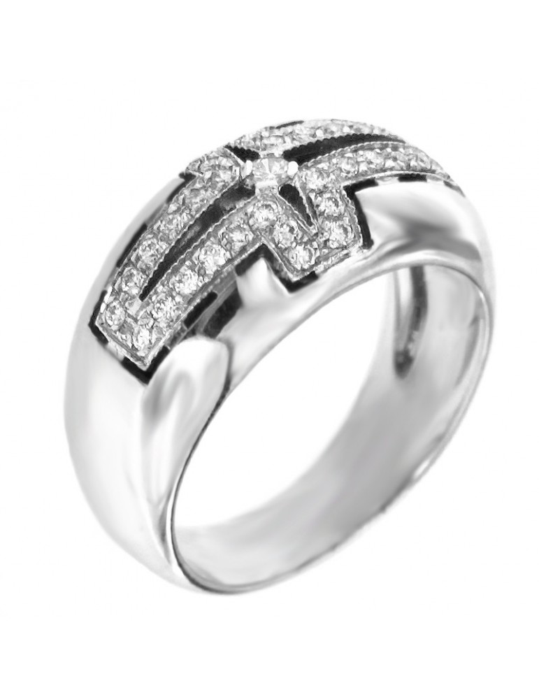 Anello Chimento Donna - in Oro Bianco con Diamanti Naturali da 0,23 ct - 0