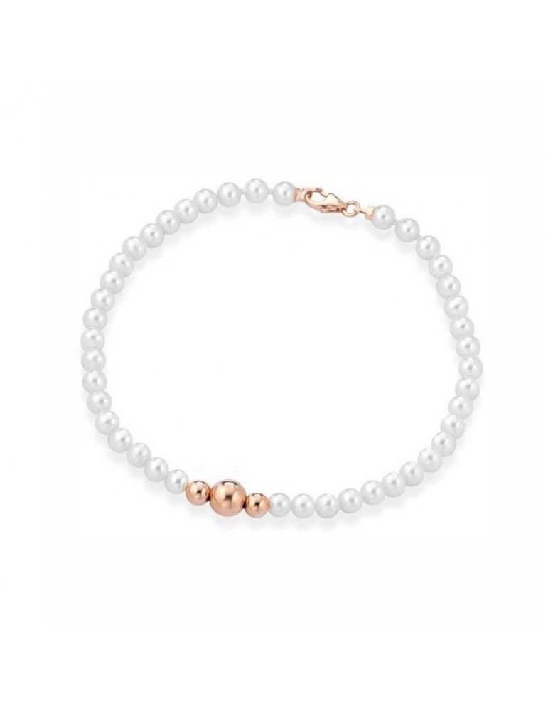 Lelune Bracelet - Young with 4.5-5 mm Cultured Pearls and 18K Rose Gold Spheres - 0