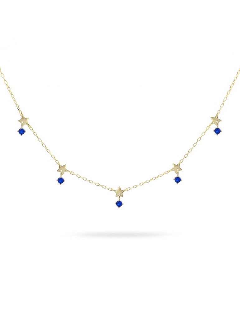 Girocollo Rue Des Mille-Essence-Gold-5 Stelle-Zirconi Blu-GRZ0245STEAU