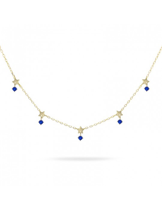 Girocollo Rue Des Mille-Essence-Gold-5 Stelle-Zirconi Blu-GRZ0245STEAU