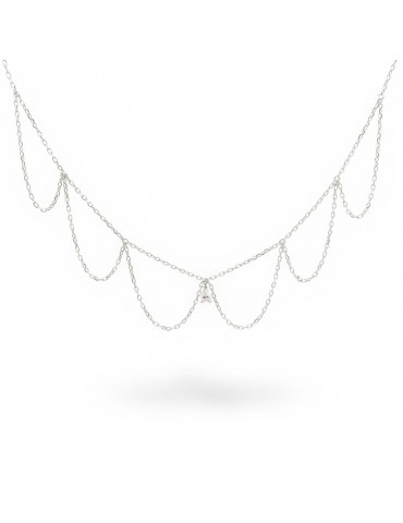 Girocollo Rue Des Mille-Cleo-Silver-Catena a Merletto-Perla-GRZ026M2RH