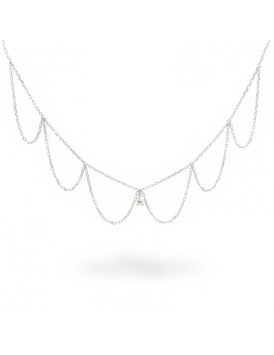 Girocollo Rue Des Mille-Cleo-Silver-Catena a Merletto-Perla-GRZ026M2RH