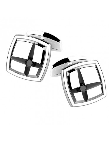 Zancan Cufflinks - Cosmopolitan - Engraved Cross - Black Spinel - EXG048