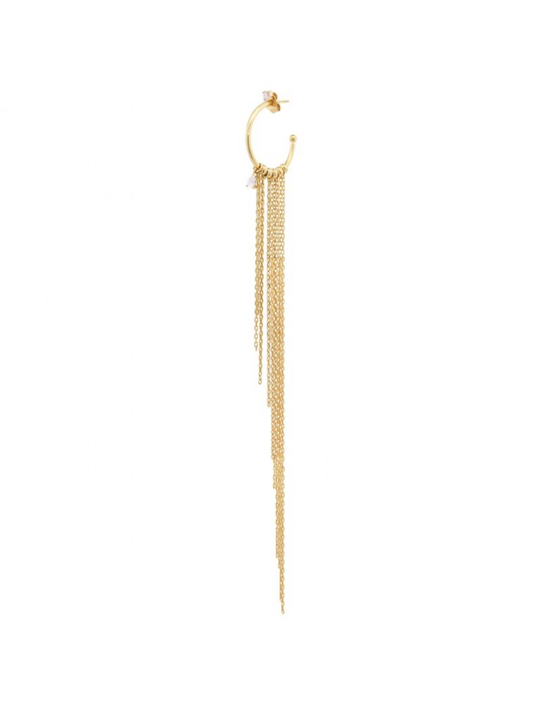 Rue Des Mille Single Earring - Pendant - Fringes and Zircons -ORZ026M3AU