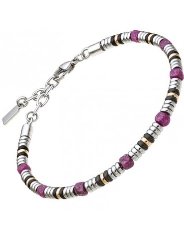Zancan Bracelet - Hi-Teck-316L Steel-Faceted Red Agate-UHB134