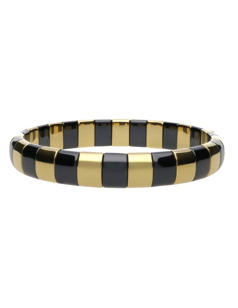 Bracciale Roberto Demeglio - Aura Pura in Ceramica Dorata Gialla e Nera Lucida - AUGC4G1N