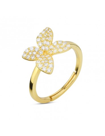 Anello Boccadamo-Sophie-Argento 925% Gold-Fiore Centrale-Zirconi-AN526D