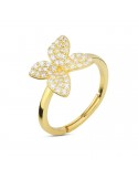 Boccadamo Ring-Sophie-Silver 925% Gold-Central Flower-Zircons-AN526D