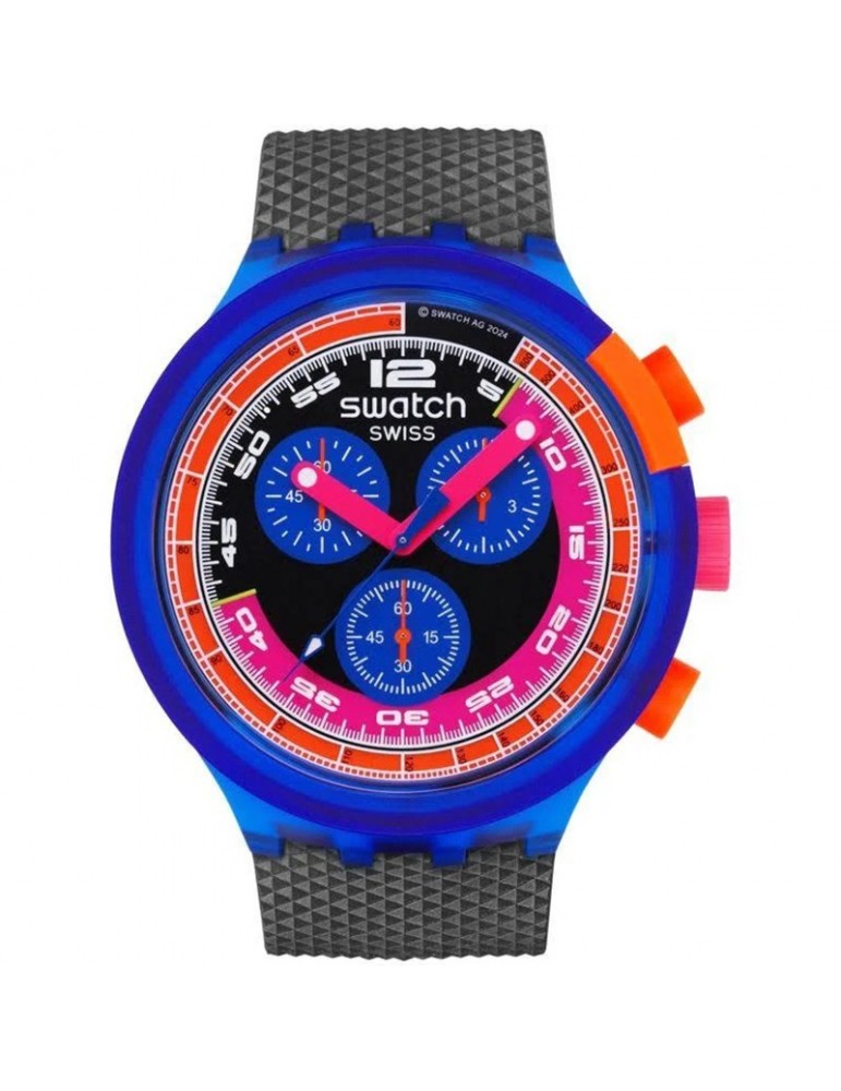 Orologio Swatch - Party to The Max - Cronografo-Nero-47mm-Blu-SB06N102