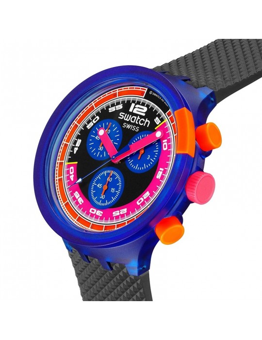 Orologio Swatch - Party to The Max - Cronografo-Nero-47mm-Blu-SB06N102