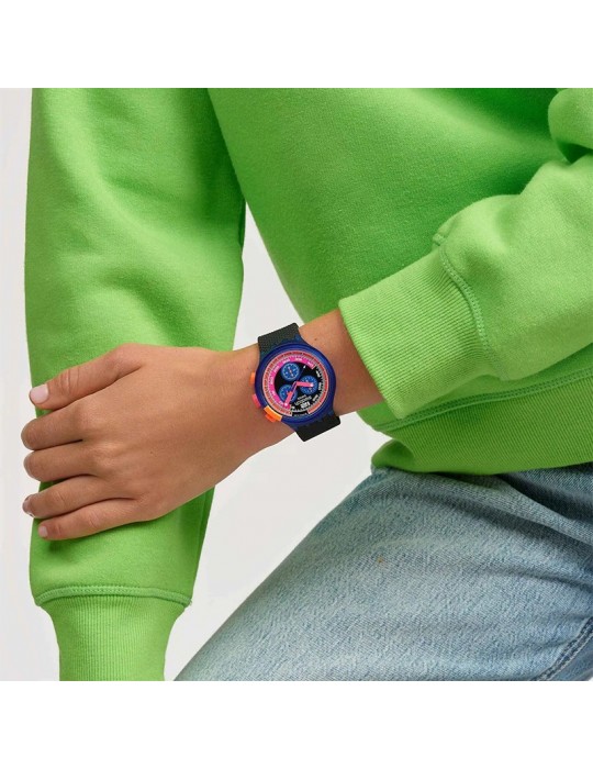 Orologio Swatch - Party to The Max - Cronografo-Nero-47mm-Blu-SB06N102