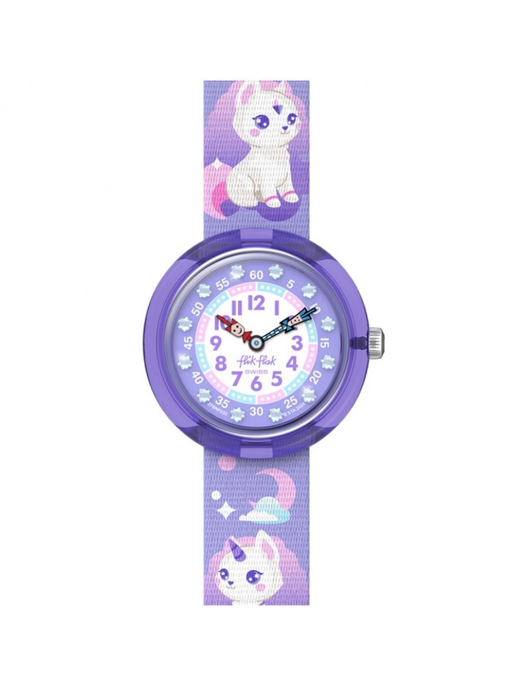 Flik Flak Watch Cosmicat Purple 32mm Unicorn Cats-ZFBNP233