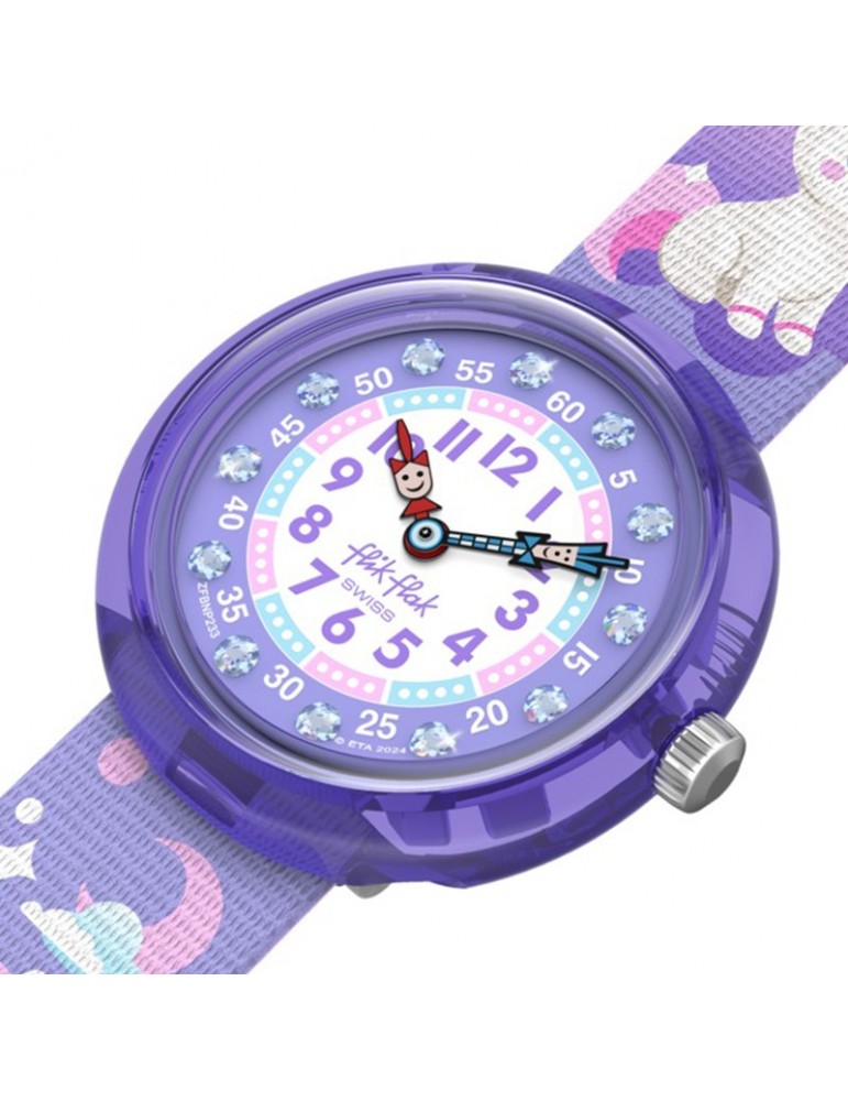 Orologio Flik Flak - Cosmicat - Viola - 32mm - Gatti Unicorno-ZFBNP233