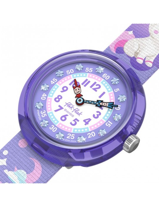 Orologio Flik Flak - Cosmicat - Viola - 32mm - Gatti Unicorno-ZFBNP233