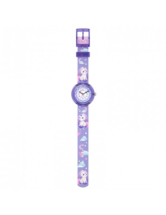 Orologio Flik Flak - Cosmicat - Viola - 32mm - Gatti Unicorno-ZFBNP233