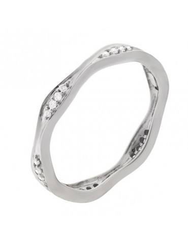 Anello Chimento Donna - in Oro Bianco con Diamanti Naturali da 0,14 ct - 0